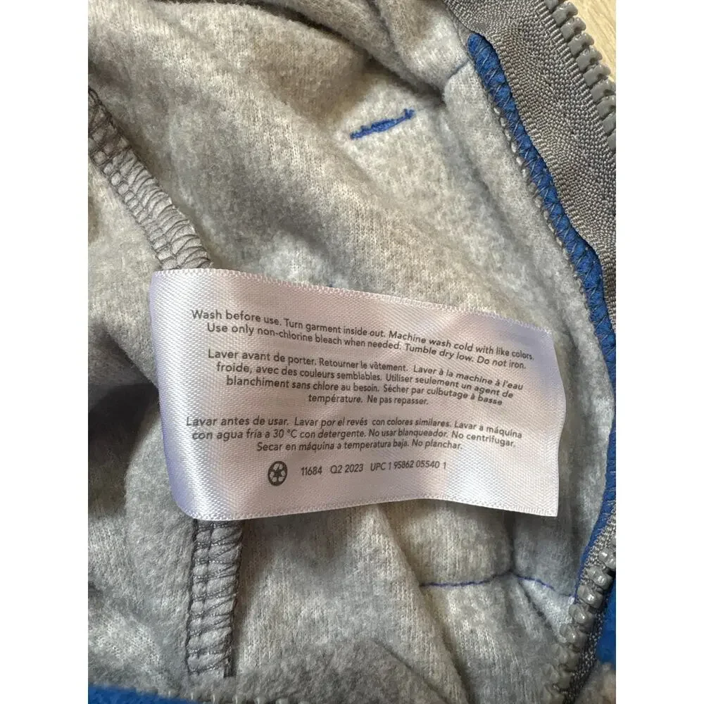 Carter’s Grey & Blue Fuzzy Hooded One Piece, Size 3M